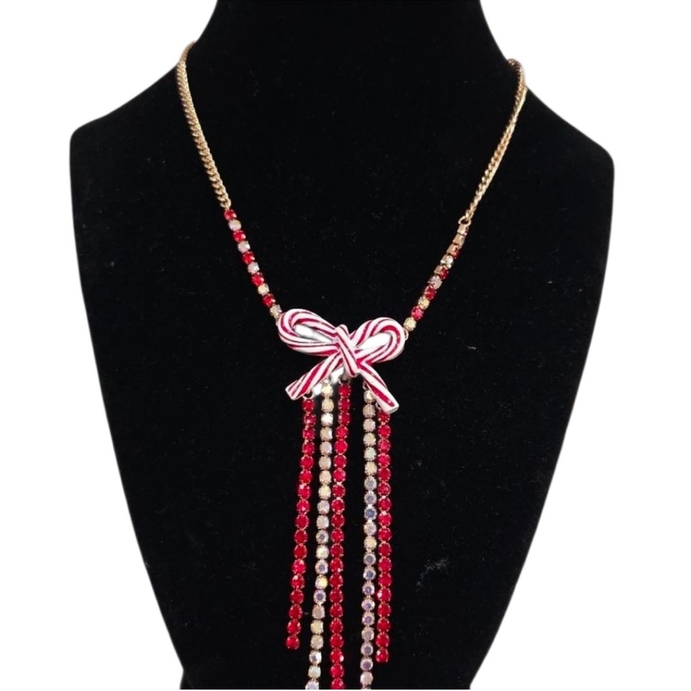 New Betsey Johnson Candy Cane Bow necklace: - Picture 5 of 13